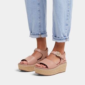 Fitflop Eloise Espadrille Leather Back Strap Wedge Sandals NWT